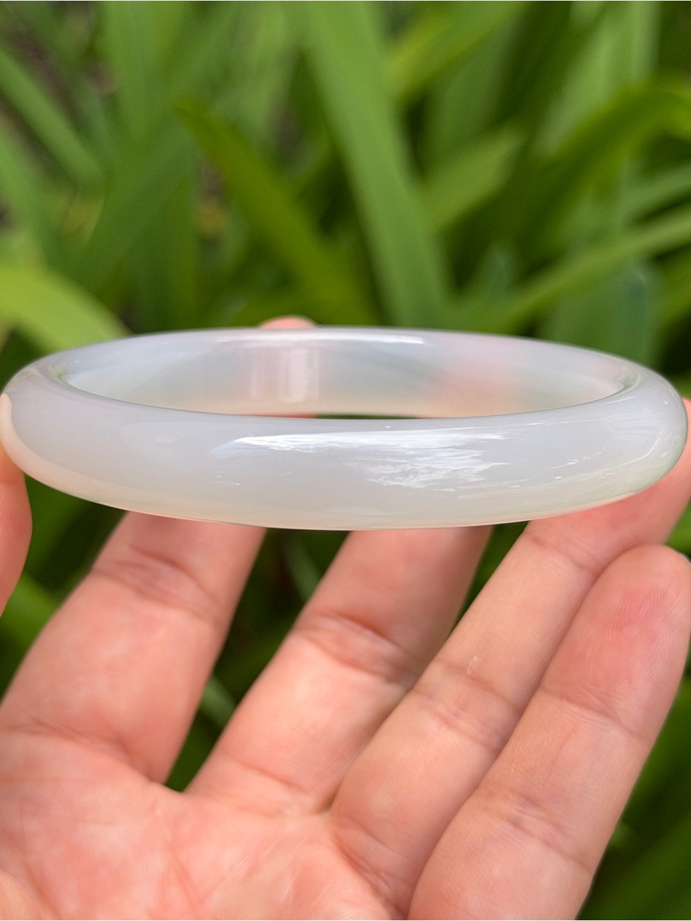 White Translucent Jade Bangle Bracelet - Women Jewelry Palo